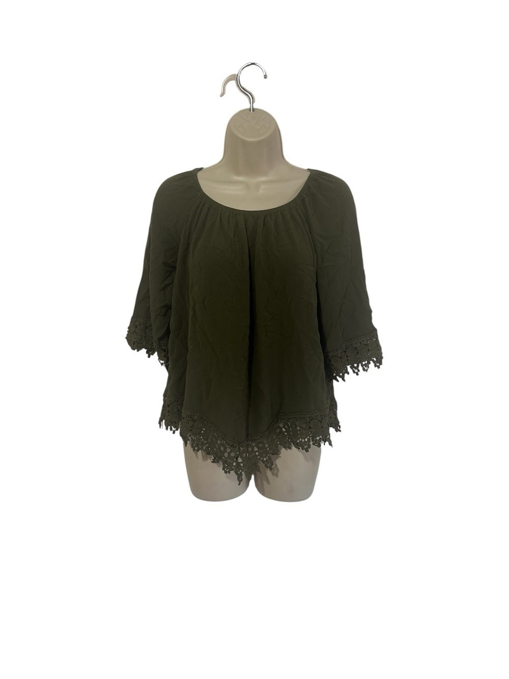 NY Collection Olive Crochet-Hem Peasant Blouse - Women